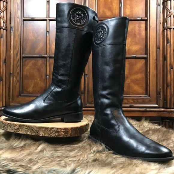 *Rare* Anne Klein Genuine Leather Lion Logo Embossed Iflex Boot - Picture 1 of 11